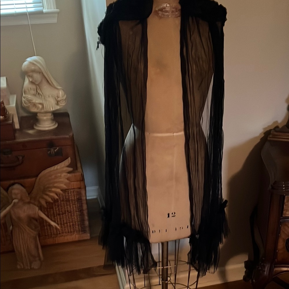 Paisley Road Vintage Elegant Black Sheer Wrap